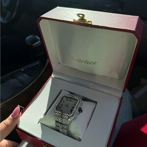 Cartier Silver and Diamond Encrusted Timepiece